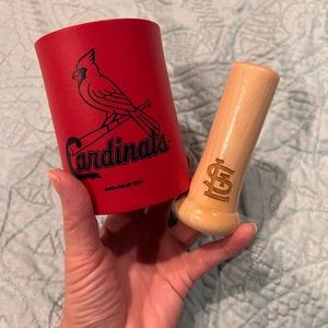 St. Louis cardinals koozie and shot glass